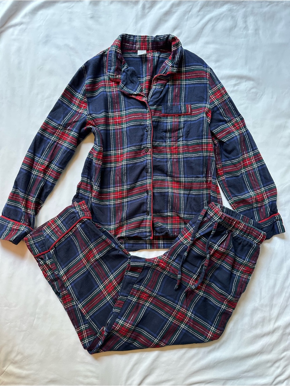 Liz Claiborne Navy and Red Plaid Pajama Set